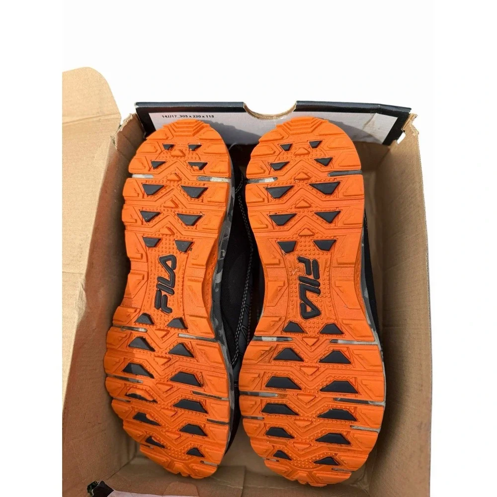 Fila AT Peake 22 Mens Trail Running Shoes Black Grey Orange Camo Size 11